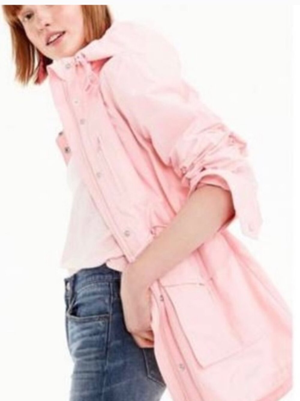 Pastel Pink J. Crew Hooded Rain Jacket XS